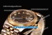 Rolex Datejust 37mm Swiss ETA 2836 Automatic Two Tone with Gold Dial and Roman Diamonds Markers