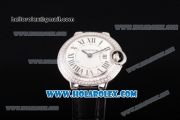 Cartier Ballon Bleu De Small Swiss ETA Quartz Steel Case with White Dial and Roman Numeral Markers - Diamonds Bezel (JF)