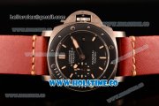 Panerai PAM 389 Luminor Submersible 1950’s Amagnetic 3 Days Automatic Titanio Titanium Case with Black Dial Stick Markers and Red Leather Strap