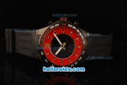 Ferrari Lap Time Chronograph Quartz Movement PVD Case with Red/Black Dial and Black Rubber Strap