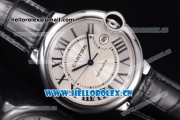 Cartier Ballon Bleu de Cartier Large Swiss ETA 2824 Automatic Steel Case with White Dial Black Leather Strap and Roman Numeral Markers