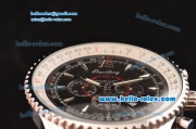 Breitling Montbrillant Swiss Valjoux 7750 Automatic Movement Full Steel with Silver Stick Markers and Black Dial