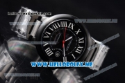 Cartier Ballon Bleu de Cartier Large Asia 2813 Automatic Carbon Case with Black Dial and PVD Bracelet Roman Numeral Markers