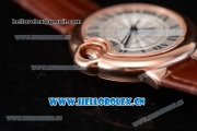 Cartier Ballon Bleu Medium Asia Automatic Rose Gold Case with Silver Dial Roman Numeral Markers and Brown Leather Strap (YF)