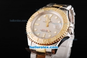 Rolex Yachtmaster Swiss ETA 2836 Automatic Movement 18K Gold Never Fade with White Markers and Grey Dial-Two Tone