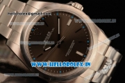 Rolex Oyster Perpetual Air King Clone Rolex 3135 Automatic Rose Gold Case Dark Rhodium Dial With Stick Markers Steel Bracelet- 1:1Original(AR)