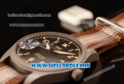 IWC Pilot's Watch Mark XVIII Miyota 9015 Automatic Steel Case Black Dial With Arabic Numeral Markers Brown Nylon Strap