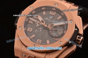 Hublot Big Bang Ferrari Swiss Valjoux 7750-SHG Automatic Rose Gold Case with Black Dial Stick/Numeral Marekrs and Black Rubber Strap