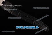 Audemars Piguet Royal Oak Lady Swiss Quartz Steel Case with Black Leather Strap Black Dial and Stick Markers