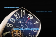 Franck Muller Swiss Tourbillon Manual Winding Movement Steel Case with Black Dial and White Arabic Numerals