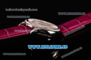 Rolex Cellini Time Asia 2813 Automatic Steel Case with White Dial Burgundy Leather Strap and Stick Markers