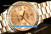 Rolex Datejust Swiss ETA 2671 Automatic Yellow Gold Case with Diamonds Markers Yellow Gold Dial and Yellow Gold Bracelet (BP)