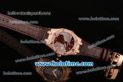 Audemars Piguet Royal Oak Lady Miyota OS2035 Quartz Rose Gold/Diamond Case with Brown Leather Bracelet and Brown Dial (EF)