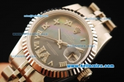 Rolex Datejust Automatic Movement ETA Coating Case with Black MOP Dial and Steel Strap