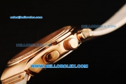 Hublot MDM Chronograph Swiss ETA Quartz Rose Gold Case with Diamond Bezel and White MOP Dial-White Rubber Strap