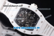 Richard Mille RM 055 Miyota 9015 Automatic Steel Case with Skeleton Dial Dot Markers Black Inner Bezel and White Rubber Strap