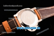 Panerai PAM 626 Luminor 1860 Asia Automatic Steel Case with Black Dial Arabic Numeral Markers and Brown Leather Strap