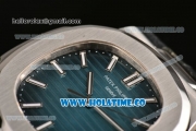 Patek Philippe Nautilus Miyota 9015 Automatic Steel Case with White Stick Markers and Blue Dial (BP)
