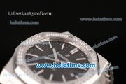 Audemars Piguet Royal Oak Swiss ETA 2824 Automatic Stainless Steel Case with Diamond Bezel Black Dial and Stick Markers