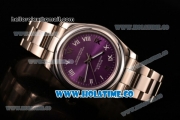 Rolex Air King Asia 2813 Automatic Full Steel with Purple Dial and Roman Numeral Markers