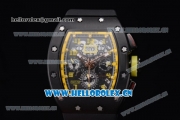 Richard Mille RM011-FM Asia ST25 Automatic PVD Case with Skeleton Dial PVD Bezel Arabic Numeral Markers and Black Rubber Strap