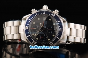 Omega Seamaster Professional Swiss Valjoux 7750 Movement Blue Dial with Blue Bezel and SS Strap