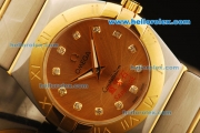 Omega Constellation Swiss ETA Quartz Movement Steel Case with Gold Case and Gold Dial - Lady Model