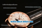 BlancPain Villeret Miyota 9015 Automatic Rose Gold Case with White Dial and Black Leather Strap (ZF)