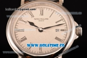 Patek Philippe Calatrava Miyota Quartz Steel Case with White Dial and Black Roman Numeral Markers