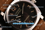 Panerai PAM 422 Luminor Marina Asia 6497 Manual Winding Steel Case with Brown Leather Strap Stick/Numeral Markers and Black Dial