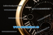 Cartier Ballon Bleu De Chrono Swiss Valjoux 7750 Automatic Yellow Gold Case with Black Dial and Yellow Gold Bracelet - (H)