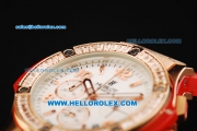 Hublot Big Bang Chronograph Swiss Quartz Movement Rose Gold Case with Diamond Bezel and Red Rubber Strap-Lady Model