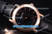 Audemars Piguet Jules Audemars Clone AP Calibre 3120 Automatic Rose Gold Case with Stick Markers Black Dial and Black Leather Strap