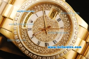 Rolex Day-Date Automatic Diamond Bezel-Full Gold with Diamond Dial