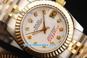 Rolex Datejust Oyster Perpetual Automatic Movement White Dial with Diamond Markers and Two Tone Strap-Lady Model