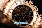 Chopard Happy Sport Chronograph Miyota Quartz Movement Rose Gold Case with Black Dial and Rome Numeral Markers