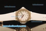 Hublot Big Bang Miyota Automatic Steel Case with White Dial and White Rubber Strap-Lady Size
