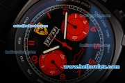 Ferrari Chronograph Swiss Valjoux 7750 Automatic Movement PVD Case with Black Dial and Red Arabic Numerals