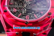 Hublot Big Bang UNICO Sapphire All Red Miyota Quartz Sapphire Crystal Case with Skeleton Dial and Red Rubber Strap Stick/Arabic Numeral Markers