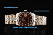 Rolex Datejust Oyster Perpetual Automatic Movement Full Steel with Brown Dial and Diamond Markers