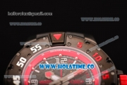 Richard Mille RM028 Swiss Valjoux 7750 Automatic PVD Case with Skeleton Dial and Black Rubber Strap - Red Inner Bezel