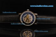 Cartier Rotonde De Cartier Skeleton Automatic Movement PVD Case with Black Markers and Black Leather Strap