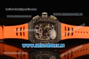 Richard Mille RM11-03 Swiss Valjoux 7750 Automatic Carbon Fiber Case Skeleton Dial With Arabic Numeral Markers Orange Rubber Strap 1:1 Original(KV)