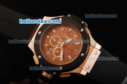 Hublot Big Bang Ayrton Senna Chronograph Miyota Quartz Movement Rose Gold Case with PVD Bezel and Brown Grid Dial