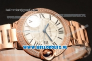 Cartier Ballon Bleu De Medium Swiss ETA 2671 Automatic Rose Gold Case Silver Dial Roman Numeral Markers and Rose Gold Bracelet - 1:1 Original