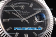 Rolex Day-Date Swiss ETA 2836 Automatic Stainless Steel Case/Bracelet with Black Dial and Stick Markers (BP)