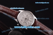 Breitling Transocean Chrono Swiss Valjoux 7750 Automatic Steel Case with White Dial and Brown Leather Strap