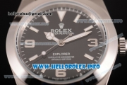 Rolex Explorer Asia Automatic Steel Case with Black Dial and Brown Nylon Strap - Stick Markers