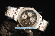 Breitling Chronomat Evolution Chronograph Swiss Valjoux 7750 Automatic Movement Steel Case with Diamond Bezel and Grey Dial