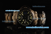 Panerai Luminor GMT Automatic Movement PVD Case with Black Dial and PVD Strap